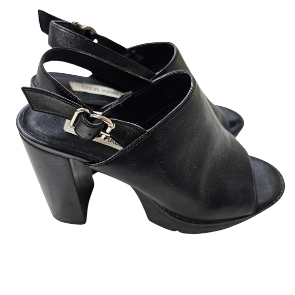 Steve Madden, Minal slingback platforms, black sz 8, scuff on right heel - Picture 1 of 8